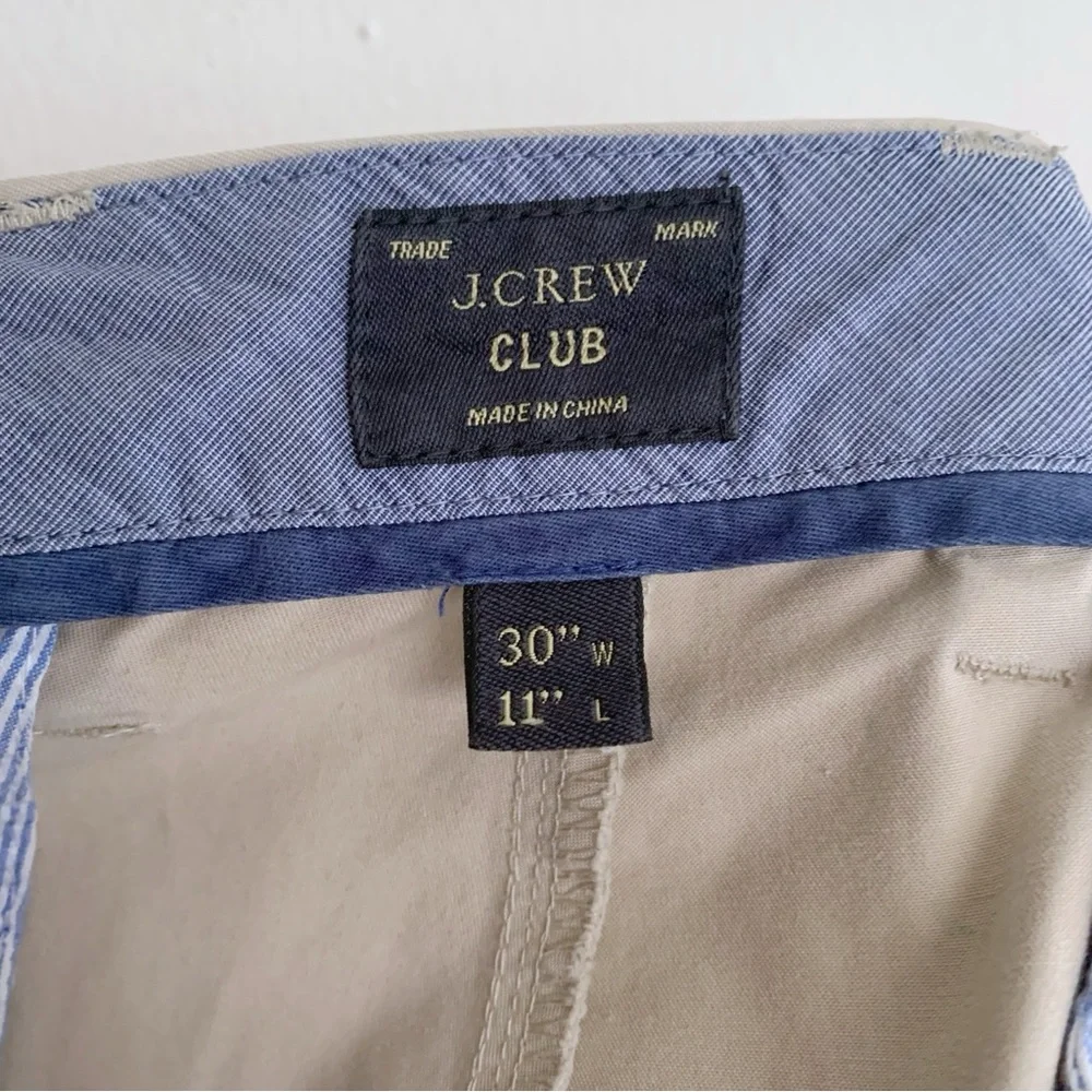 J. Crew Club tan chino shorts 11” classic preppy resort vacation beach summer 30